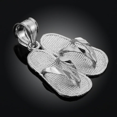 925 Sterling Silver 3d Flip Flops Summer Charm Sandal Pendant...
