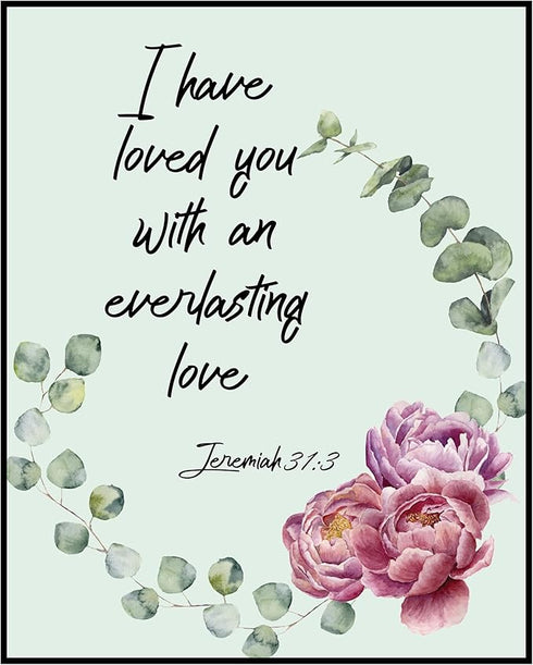 Posterizer 1 pcs-Love Bible Verse -Floral wall art-Religious Posters-Gift for Men Women Entrepreneur Teens-Gifts for Christians - Living Room Bedr...