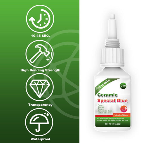 2PCS 20g Ceramic Glue, Instant Ceramic Super Glue for Porcelain and Pottery Repair, Fast Drying | Heat Resistant | Waterproof Strong Adhesive for ...
