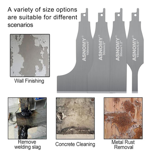 ASNOMY 4PCS Reciprocating Saw Scraper Blade, Multifunctional Stainless Steel Electric Scraper Tile Cleaning Tools for Concrete floor, wall cleanin...