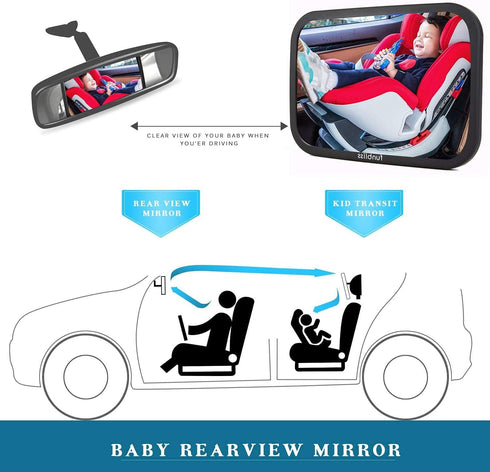Baby Car Mirror Most Stable Backseat Mirror with Premium Matte Finish,Ultra High Definition PMMA Material, Secure and Shatterproof,Black...