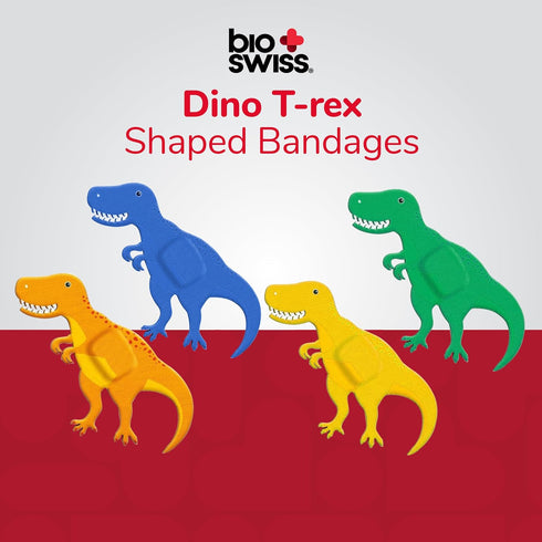 BioSwiss Bandages, Dinosaur Shaped Self Adhesive Bandage, Latex Free Sterile Wound Care, 50 Count...