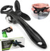 Lantana Smooth Edge Can Opener with Bottle Cap Lifter - Hand Held Manual Safety Tin Opener - Black/Stainless Steel...
