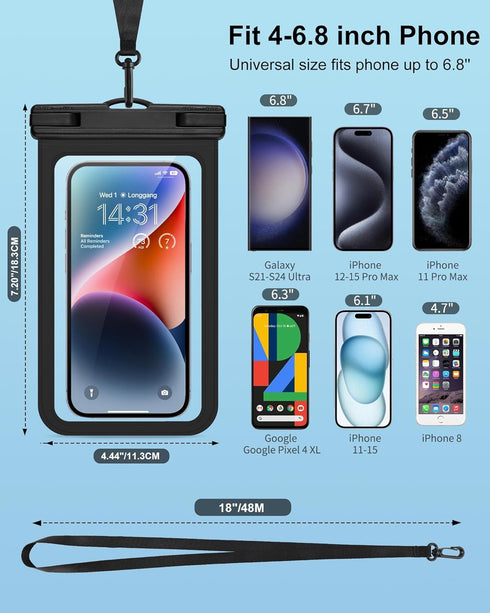 2024 2 Pack Waterproof Phone Pouch, Cruise Ship Essentials Must Haves Dry Bag for Vacation Beach Travel Kayak Accessories, Water Proof Case for iP...