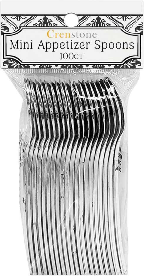 Plastic Mini Appetizer Spoons Value Pack - 100 Count Silver Mini Spoons for Appetizers, Party Supplies, Weddings, Catering, And More | Disposable ...