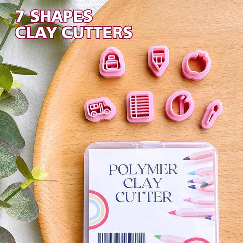 KEOKER School Clay Cutters, Polymer Clay Earrings Cutters for Jewelry Making, Polymer Clay Cutters, 7 Shapes Polymer Clay Earrings Tools (studs cl...