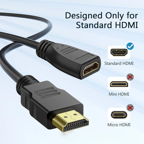 HDMI Extension Cable 1 Feet, 2 Pack HDMI Extender Cable High Speed HDMI Male to Female Adapter Cable 1080P HDMI Video Cord for HDTV, Monitor, PC, ...