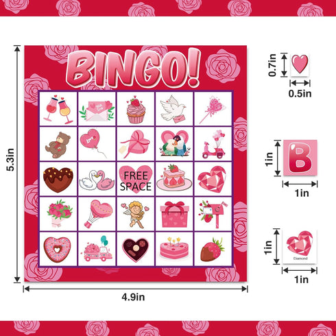 jollylife 40 Players Valentine's Day Bingo Game Cards Class Party Supplies Activity(Pink)...