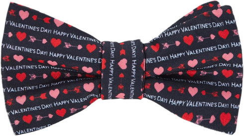 Jacob Alexander Men's Happy Valentine's Day Hearts and Love Arrows Adjustable Self-Tie Bow Tie - Black White Red...