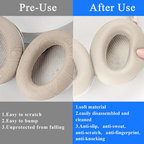 Adhiper 3 Set Case Cover for Sony WH-1000XM5 Headphones,Embody EarPad Cover/Ear Cover/Headband Cover/Headband Cushion Protector,Sweat Proof Soft S...