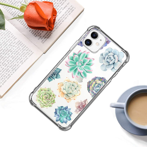 Succulent Clear Case Fit for iPhone 11 Year 2019, Succulent Girls and Women Floral Back Case Cover, Cute Design Transparent Flexible TPU Bumper Sh...