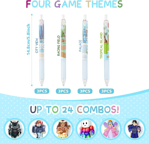 12pcs Game Mechanical Pencils 0.5mm, Removable Characters btw Gaming Scenes, Unique DIY Design, School Stationary Game Party Favors Gifts for Boys...