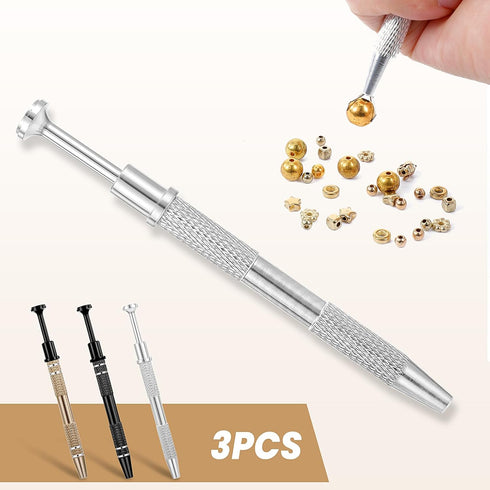 3Pcs 4 Prongs Jeweler's Pick up Tool, Stainless Steel Piercing Ball Grabber Tool, 4-Claw Pick up Tool for Small Parts Pickup, Pick Up Tool for Tin...