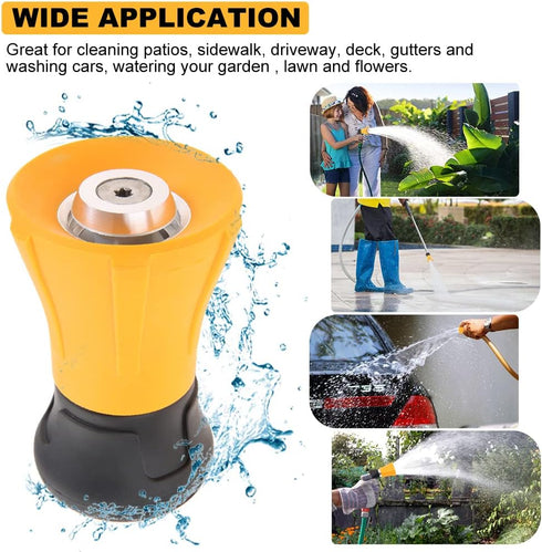 Fireman Hose Nozzle, Yellow Garden Hose Nozzle, High Pressure Sprayer Nozzle for Car Washing, Patio Cleaning, Watering Lawn and Garden, Universal ...