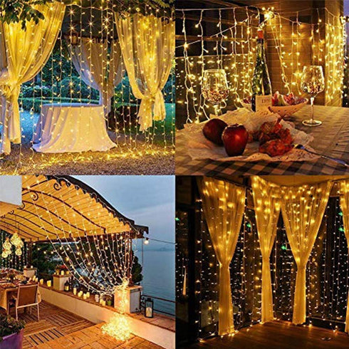 HEYFUNi 304 LED Curtain Lights Outdoor, 9.8Ft*9.8Ft Hanging String Lights Plug in with 8 Modes, Connectable Curtain Fairy Lights for Bedroom, Dorm...