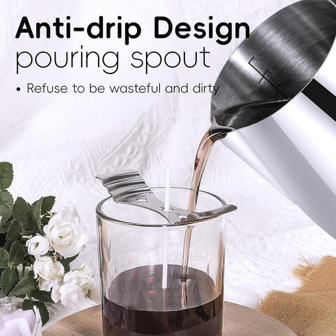 Candle Making Pouring Pot, 32oz Stainless Steel Wax Melting Pot with Heat-Resistant Handle, Double Boiler Candle Making Pitcher with Dripless Pour...