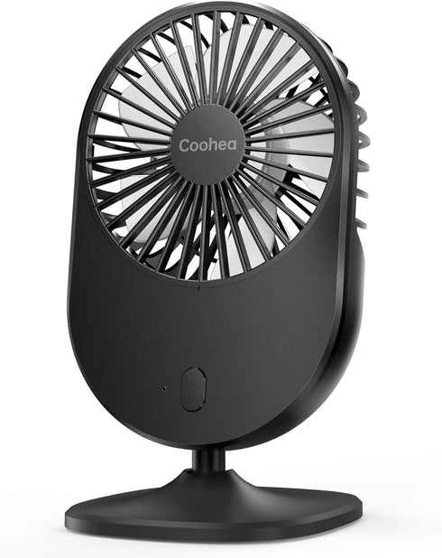 Desk Fan, Small & Quiet, USB Powered Table Fan, Rechargeable Battery Operated Fan, 3 Wind Speeds Powerful Mini Fan, Personal Portable Fan for Offi...