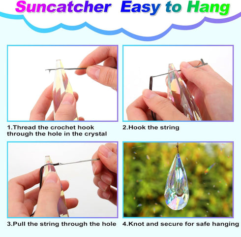 120mm Crystal Suncatcher, 2 Pack Large Prism Sun Catchers Windows Hanging Ornaments Rainbow Maker Pendant Indoor Outdoor Garden Chandelier Birthda...