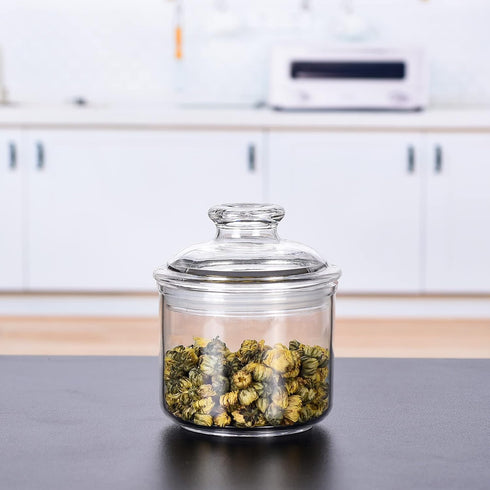 13.5oz Small Acrylic Storage Jar, Airtight Lid with Silicone Sealing Ring, Ideal Canister Container for Sugar, Tea, Spices, Herbs, Shells, Bath Sa...