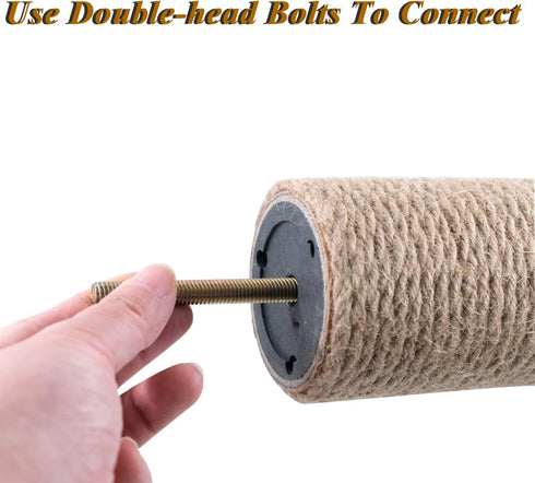 2 Pack Cat Scratching Posts Jute Rope Replacement Scratcher Refill Post for Cats Cube Tower Kittens Scratch Pole Perch Interactive Toys Carpeted F...