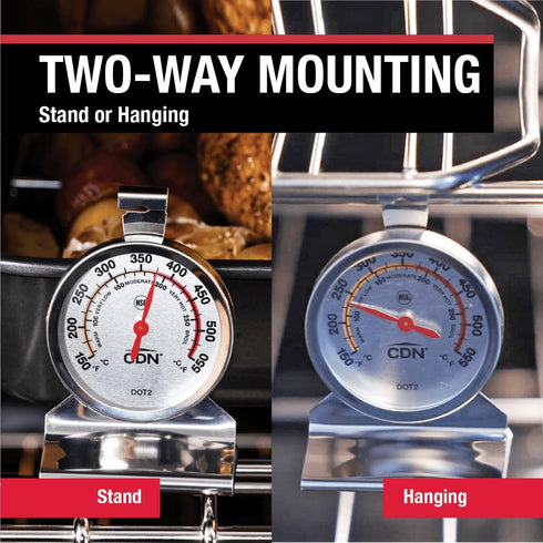 CDN Oven Thermometer ProAccurate®, Easy-to-Read 2" Dial, Stainless Steel Housing, Temperature Zones, Stand or Hang, Monitor Oven Temperatures, NSF...
