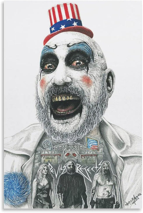 House of 1000 Corpses Horror Movie Posters Tattoo Captain Spaulding Cool Posters Poster Decorative Painting Canvas Wall Art Living Room Posters Be...