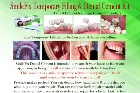 BF Products SmileFix Filling, Cap, Crown & Bridge Dental Repair Kit - Sturdy Zinc Oxide & Eugenol Oil Cement - Temporary Teeth Fix - Glue for Crow...