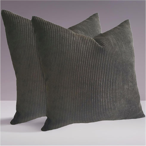 2 pcs Pack Throw Pillow Covers Corduroy Solid Soft Chestnut Brown 18x18 Inch Decorative Pillow Cases Chocolate Dark Brown for Couch Living Room So...