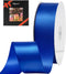 LIUYAXI Blue Stain Ribbon, 2" X Continuous 50 Yards, Double Faced Fabric Ribbon Perfect for Gift Wrapping Wedding Birthday Party Chair Sash Christ...