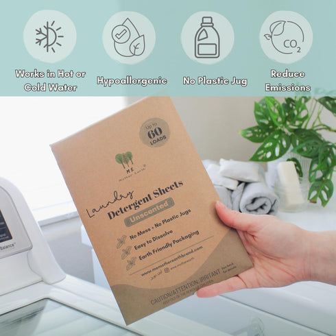 Laundry Detergent Sheets - Up to 60 Loads, Ultra-Convenient Concentrated Liquidless Sheets, Hypoallergenic, Plastic-Free & Eco-Friendly Packaging,...