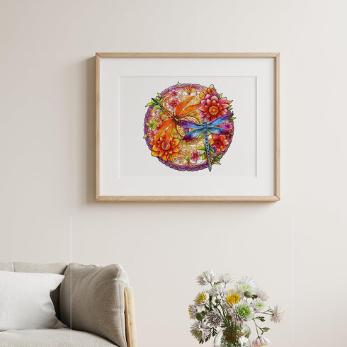 Wooden Puzzles for Adults, Dragonflies family Wooden Jigsaw Puzzles for Adults, Wood Puzzles Adult, Unique Animal Shape Wood Cut Puzzles for Famil...