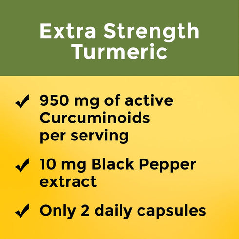 Nature Made Extra Strength Turmeric Curcumin with Black Pepper, 1000mg extract (950mg Curcuminoids) per serving, Supports Healthy Inflammation Res...