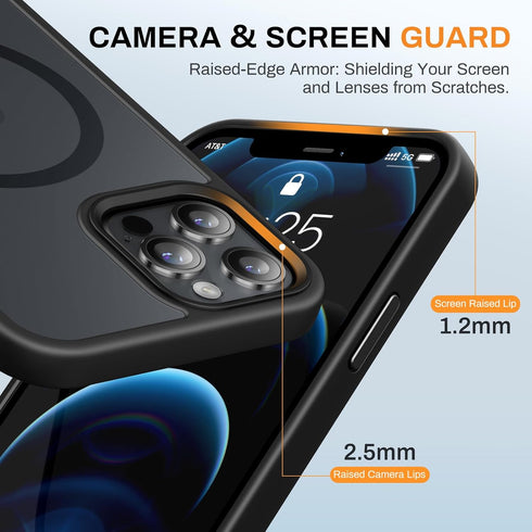 Strong Magnetic for iPhone 12 Pro Max Case, Military Grade Drop Protection, Compatible with MagSafe, Shockproof Translucent Matte Hard Back Soft S...