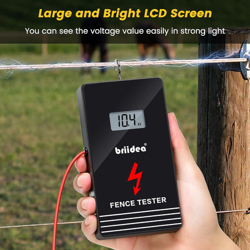 Electric Fence Tester, Briidea 300V-15000V Electric Fence Voltage Tester with LCD Large Display and Low Battery Reminder, Designed for Your Fence ...