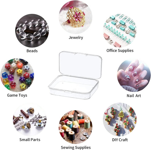 12Pcs Mini Plastic Storage Containers Box with Lid, 3.5x2.4 Inches Clear Rectangle Box for Collecting Small Items, Beads, Game Pieces, Business Ca...
