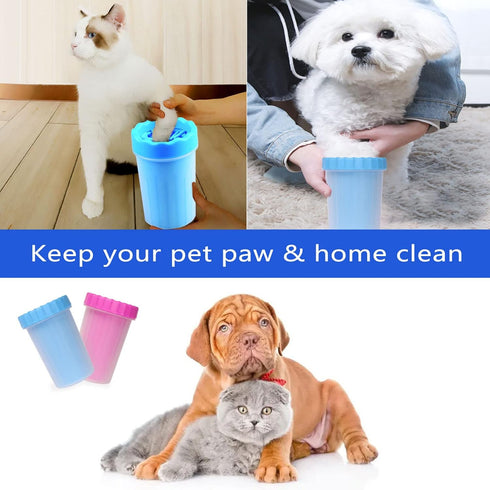 Dog Paw Cleaner Washer Cup, 2 In 1 Portable Silicone Pet Cleaning Brush Feet Cleaner For Dogs Grooming With Muddy Paw Dog Cat Foot Cleaner, Pet Gi...