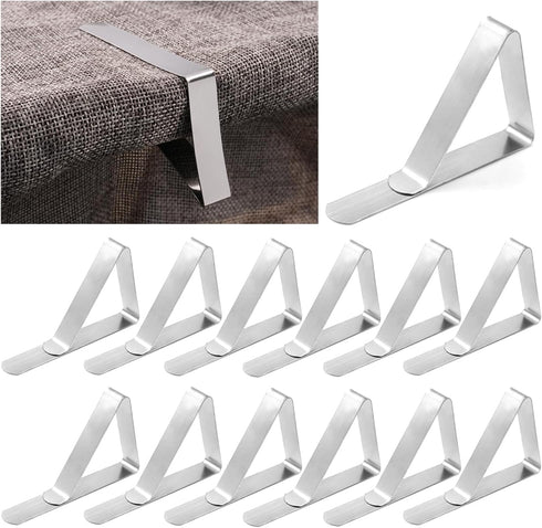 12 Pack Tablecloth Clips- Picnic Table Cloth Clips- Stainless Steel Table Cloth Cover Clamps- Table Clips for Restaurant Picnics Marquees Weddings...