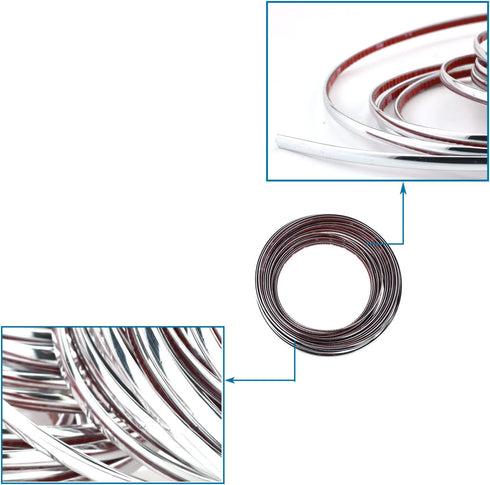 Lunsom Custom Most Chrome Plated Decoration Trim Strip Line, Car Door Fender Interior DIY Moulding Trimming Strip for Most Vehicle (12M x 6MM)...