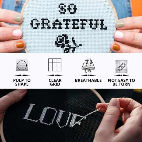 6PCS Aida Cloth 14 Count 3 Pieces Black Cross Stitch Fabric and 3 Pieces White Cross Stitch Fabric Cotton Embroidery Fabric for Needlework 14 Coun...