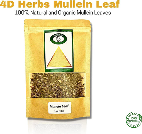 100% Natural Mullein Leaf Organic Tea - Herbal Expectorant for Respiratory - Support Lung Cleanse Caffein-Free Non-GMO Natural and Immune Support ...
