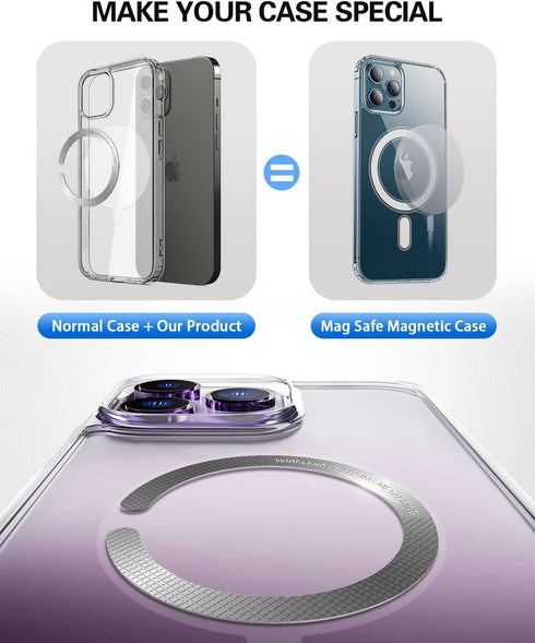 6PCS 3M Adhesive Metal Ring for Phone Case Cover, Thin Mag Safe Sticker Metallic Plate for iPhone15 14 13 Pro Max Mini Sticky Round Piece for MagS...