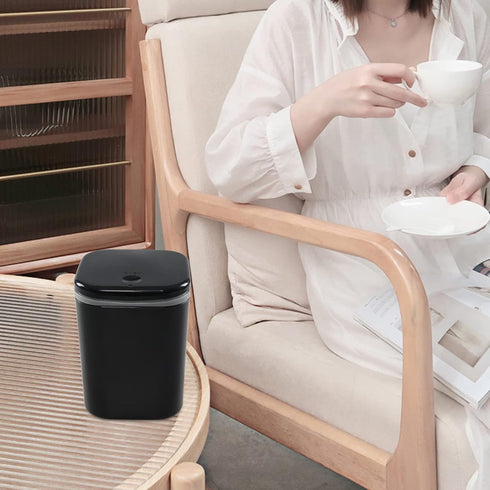 0.5 Gallon Tiny Countertop Trash Can, Mini Desktop Garbage Can with Push-Button, Black...