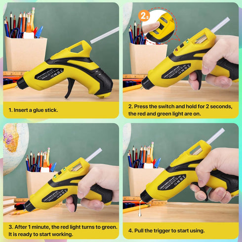 Cordless Fast Preheating Hot Glue Gun Kit with 30PCS Glue Sticks (7mmx150mm), USB Rechargeable & Smart Power-Off Cordless Hot Melt Glue Gun for Qu...