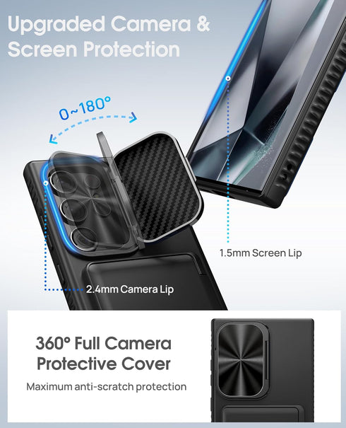 Vihibii for Samsung Galaxy S24 Ultra Case Wallet with Card Holder (4 Cards) & Stand & Camera Protective Cover, Hard Back Soft Edge Shockproof Kick...