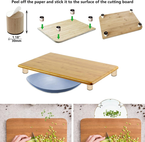 Cutting Board Adjustable Feet, Wood Adjustable Feet for Countertop Cutting Board- Kit to Elevate and Skid-Proof Your Cutting Board (Beige)...