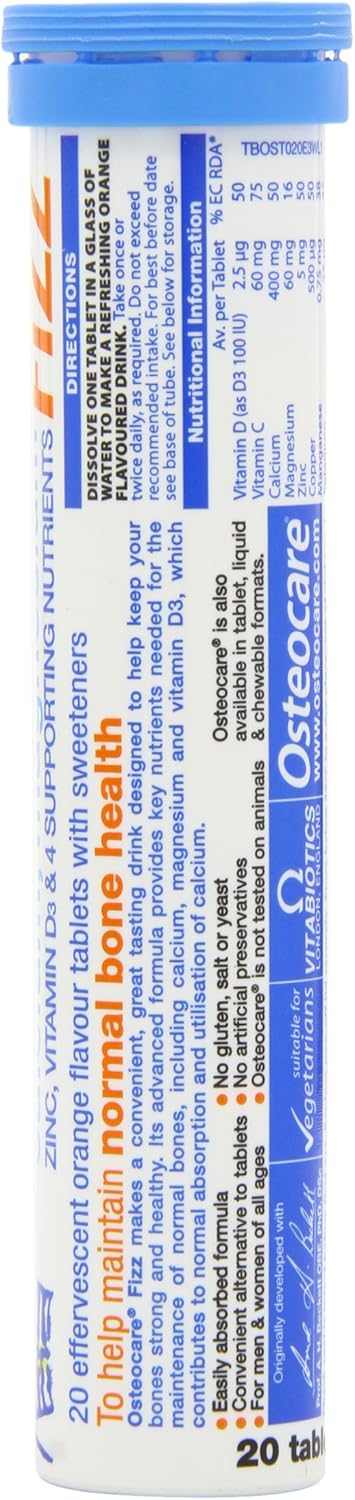 Vitabiotics Osteocare Fizz - Effervescent Tablets with Calcium, Magnesium, and Zinc | Bone Health and Immunity Multivitamin Supplement for Men and...