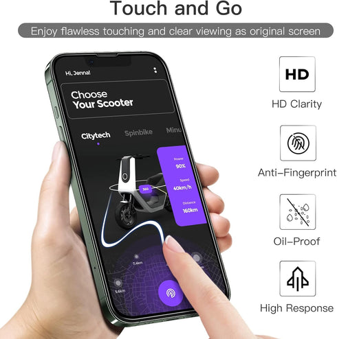 JETech Full Coverage Screen Protector for iPhone 13/13 Pro 6.1-Inch, Black Edge Tempered Glass Film with Easy Installation Tool, Case-Friendly, HD...