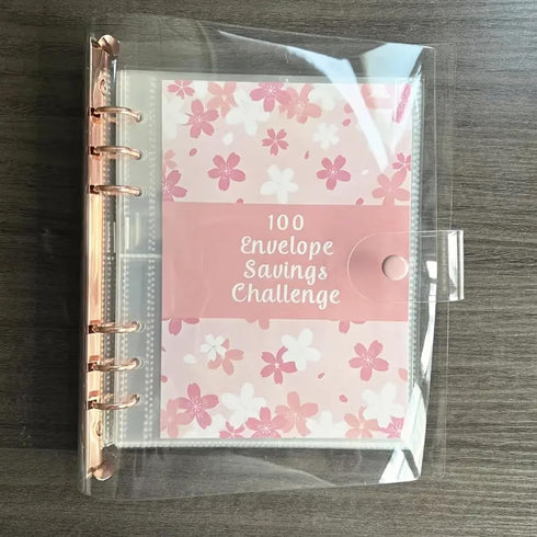 Jakiro 100 Envelopes Money Saving Challenge Binder, Cash Envelopes Money Saving Binder, Envelope Money Challenge Binder to Save $5,050 A5 Pink Cov...