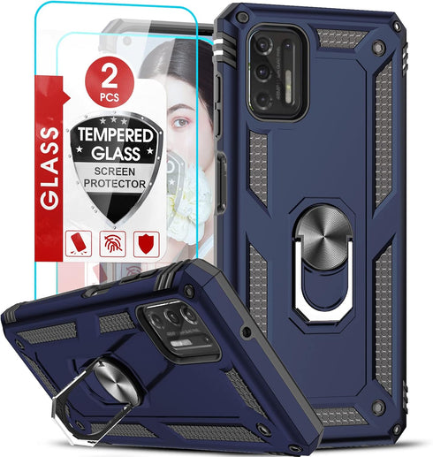 LeYi for Moto G Stylus 2021 Case, Motorola Moto G Stylus Case 2021 with 2 Tempered Glass Screen Protector, Military Grade Phone Case with Kickstan...