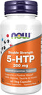 NOW Supplements, 5-HTP (5-hydroxytryptophan) 200 mg, Double Strength, Neurotransmitter Support*, 60 Veg Capsules...